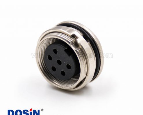 6芯插座M16母頭6芯A扣直式前鎖穿墻板端插座焊杯接線連接器