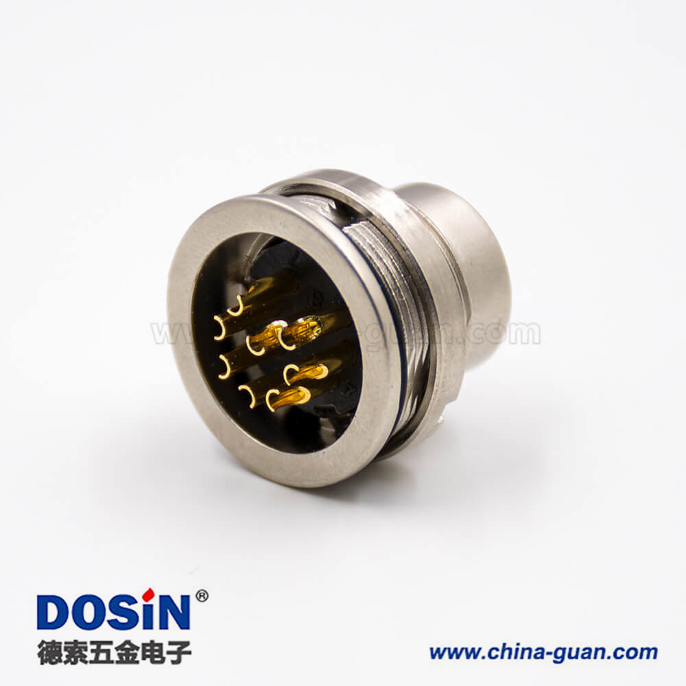 插座公頭M16公頭8芯A扣直式板端插座連接器焊杯接線前鎖穿墻 插座公頭M16公頭8芯A扣直式板端插座連接器焊杯接線前鎖穿墻