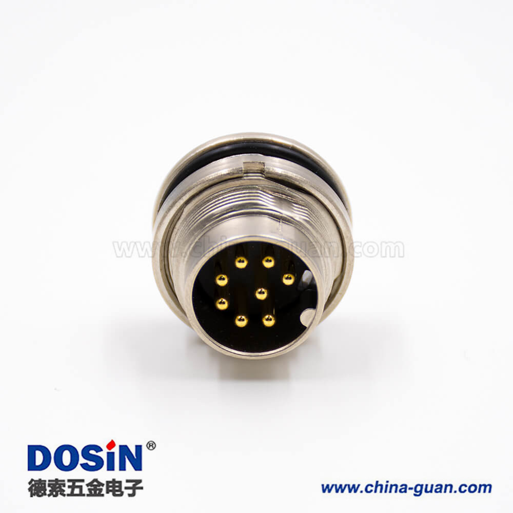 插座公頭M16公頭8芯A扣直式板端插座連接器焊杯接線前鎖穿墻 插座公頭M16公頭8芯A扣直式板端插座連接器焊杯接線前鎖穿墻