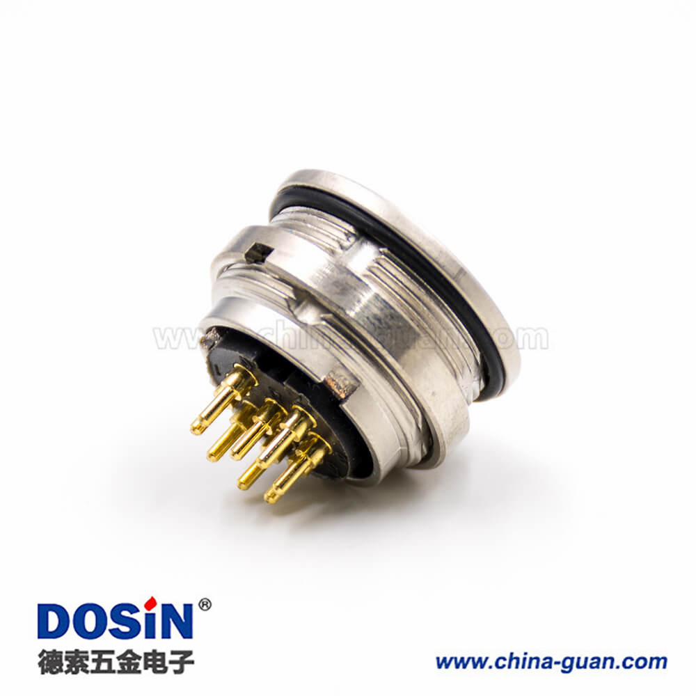 圓8芯插座引腳M16母頭A扣直式穿墻PCB板連接器板端插座焊接 圓8芯插座引腳M16母頭A扣直式穿墻PCB板連接器板端插座焊接