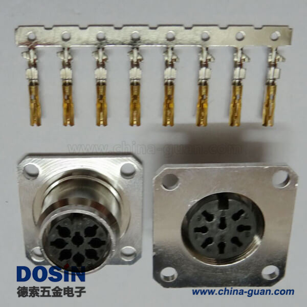 M16方形法蘭連接器8芯打端子式母頭連接器 M16方形法蘭連接器8芯打端子式母頭連接器