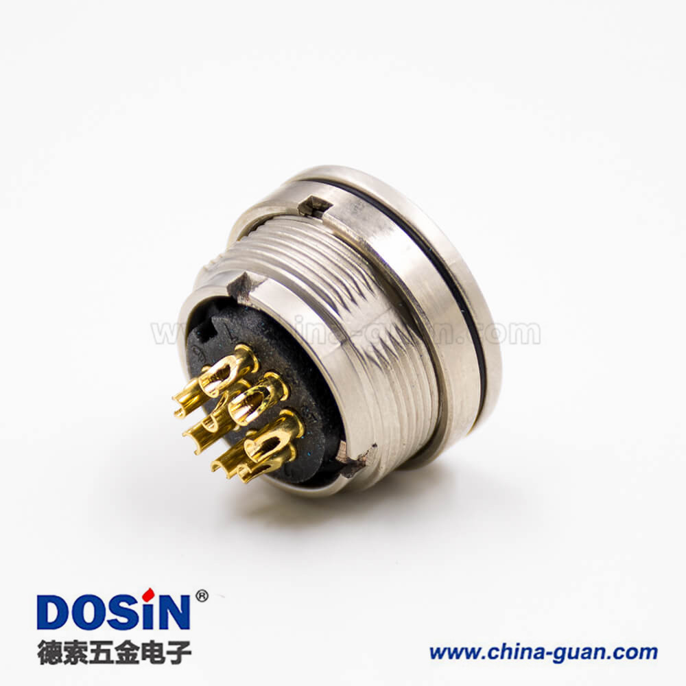 母插座M16母頭板端插座8芯A扣直式穿墻接線連接器 母插座M16母頭板端插座8芯A扣直式穿墻接線連接器