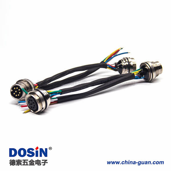 工業(yè)電纜防水接頭M16直式8芯A型連接器前鎖板安裝線長0.3M