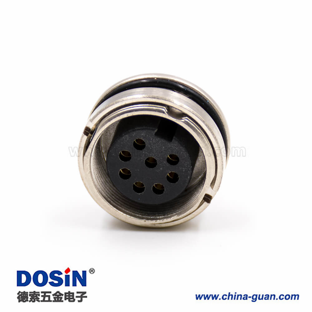 M16母頭8芯前裝面板頭A扣直式板端插座PCB板焊接接線連接器 M16母頭8芯前裝面板頭A扣直式板端插座PCB板焊接接線連接器