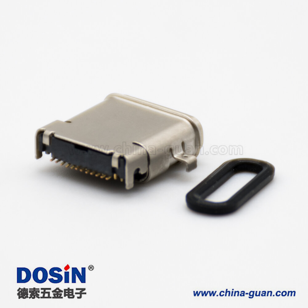 typeC口3.1沉板式插孔式貼板式24芯直式防水連接器 typeC口3.1沉板式插孔式貼板式24芯直式防水連接器