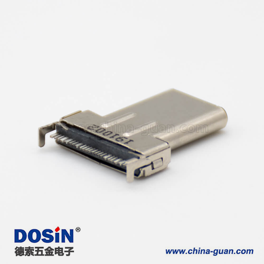 USB C USB3.0直式24芯公頭霧錫黑色LCP面板安裝連接器