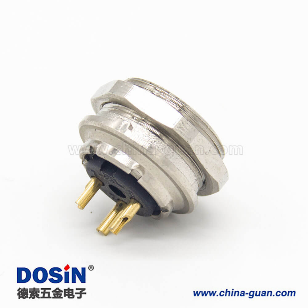 M16 3芯連接器直式母插座前鎖穿墻面板安裝焊線 M16 3芯連接器直式母插座前鎖穿墻面板安裝焊線