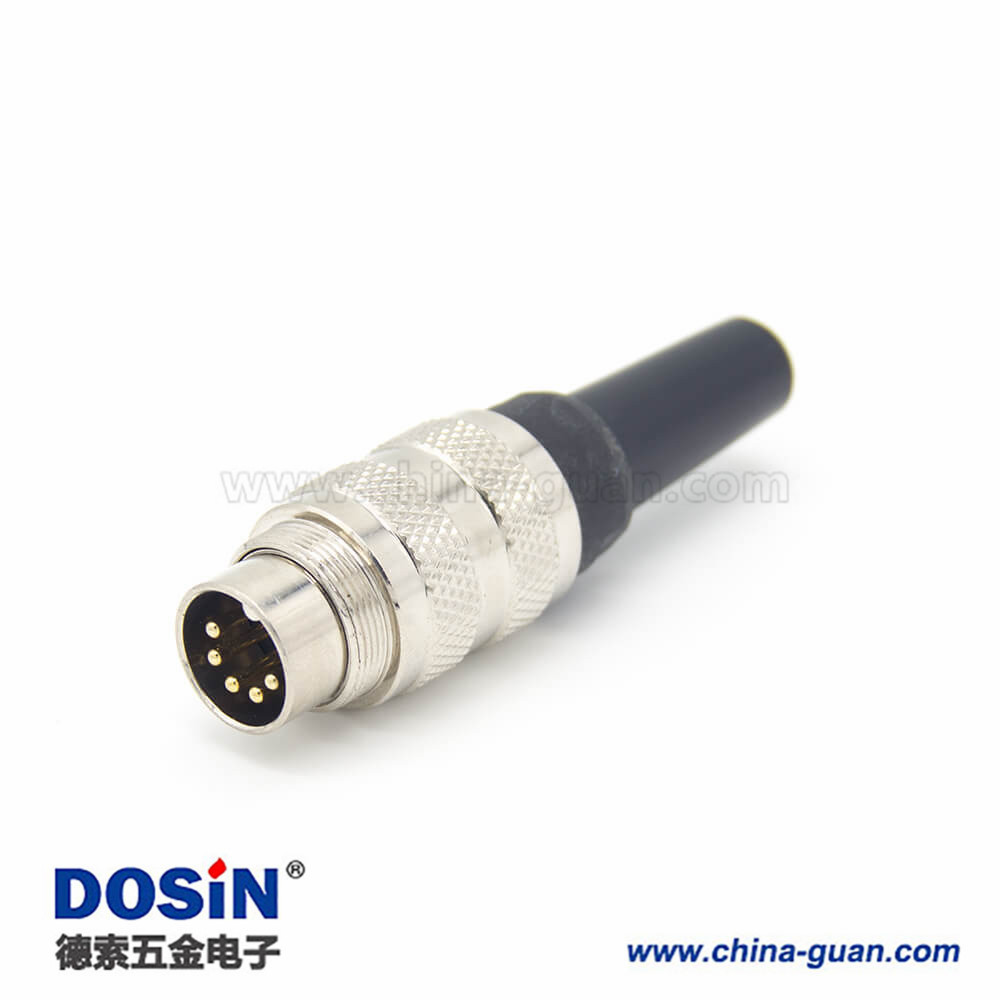 M16插頭5芯直式公頭接線安裝對接連接器 M16插頭5芯直式公頭接線安裝對接連接器