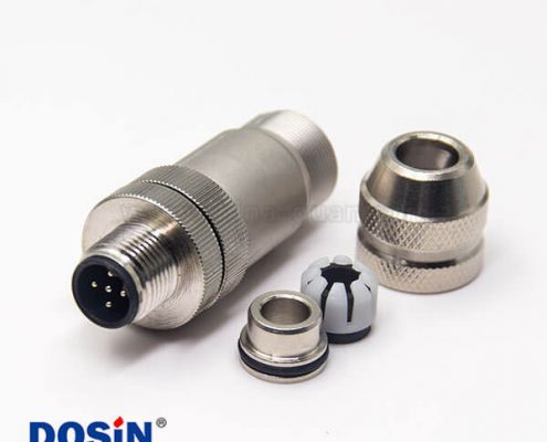 m12航空接頭B型公頭插座5pin直式全金屬鎖接接線式圓形連接器