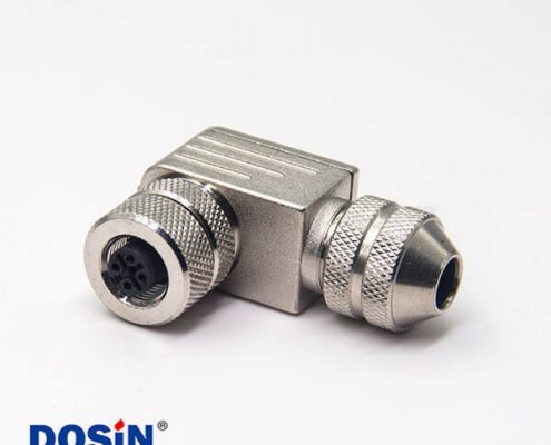 航空彎插頭m12全金屬接線5芯母頭帶屏蔽組裝式