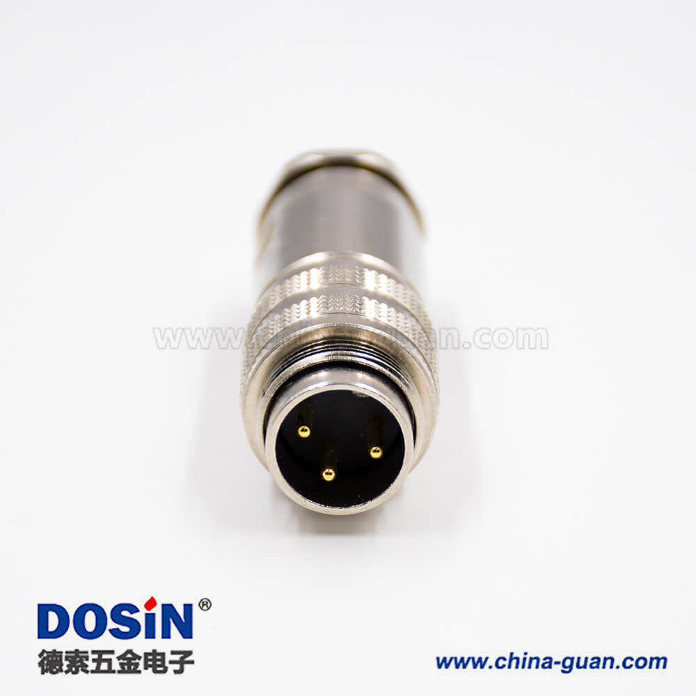 m16組裝式公插頭3芯直式全金屬帶屏蔽接線連接器 m16組裝式公插頭3芯直式全金屬帶屏蔽接線連接器