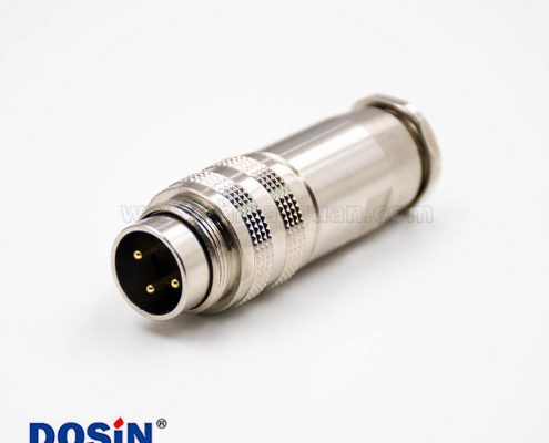 m16組裝式公插頭3芯直式全金屬帶屏蔽接線(xiàn)連接器