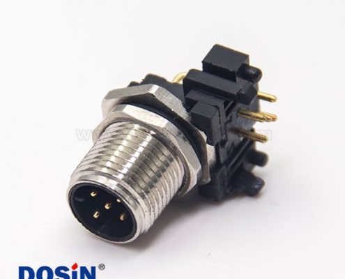 以太網(wǎng)連接m12公頭插座5針彎腳插板穿墻防水傳感器