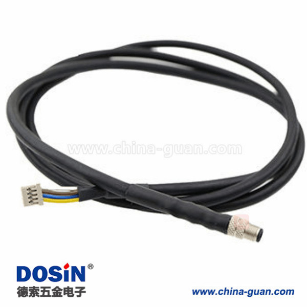 M5轉(zhuǎn)端子線防水M5 4芯公插頭轉(zhuǎn)Molex端子接50CM 26AWG線 M5轉(zhuǎn)端子線防水M5 4芯公插頭轉(zhuǎn)Molex端子接50CM 26AWG線