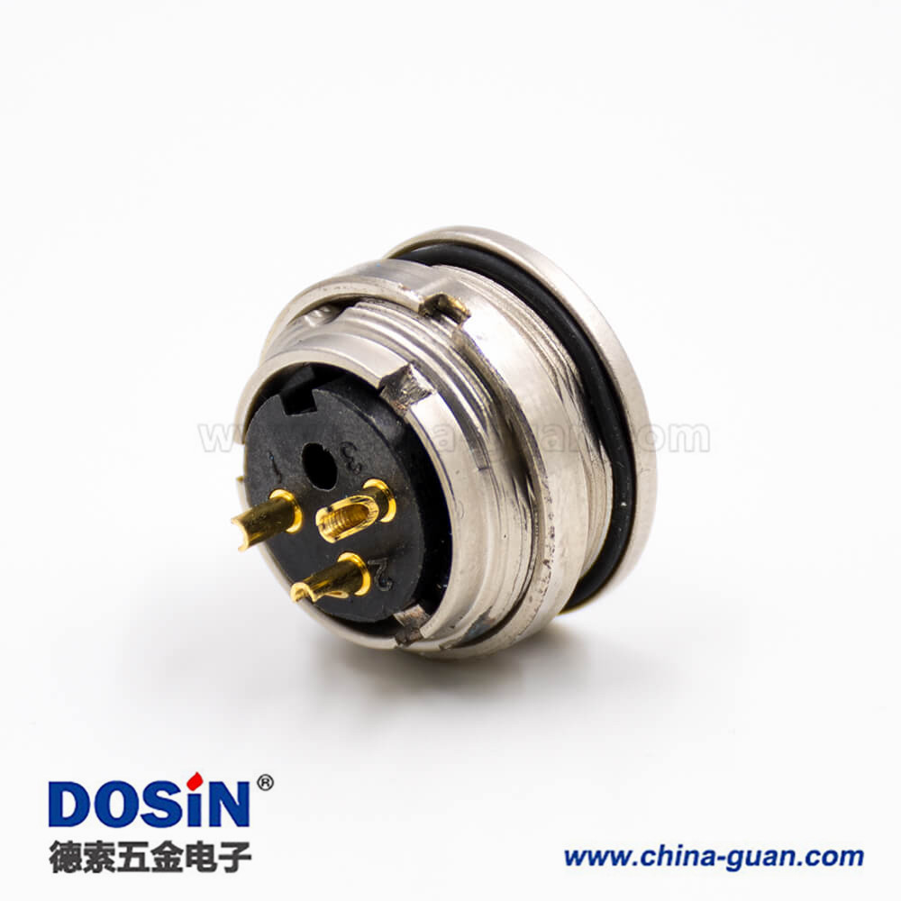 M16穿墻3芯母頭板端插座直式A扣后鎖穿墻焊杯接線連接器 M16穿墻3芯母頭板端插座直式A扣后鎖穿墻焊杯接線連接器