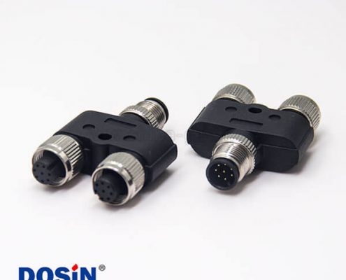 m12螺紋轉(zhuǎn)接頭8pinY型一公轉(zhuǎn)兩母