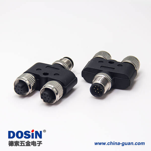 m12螺紋轉(zhuǎn)接頭8pinY型一公轉(zhuǎn)兩母