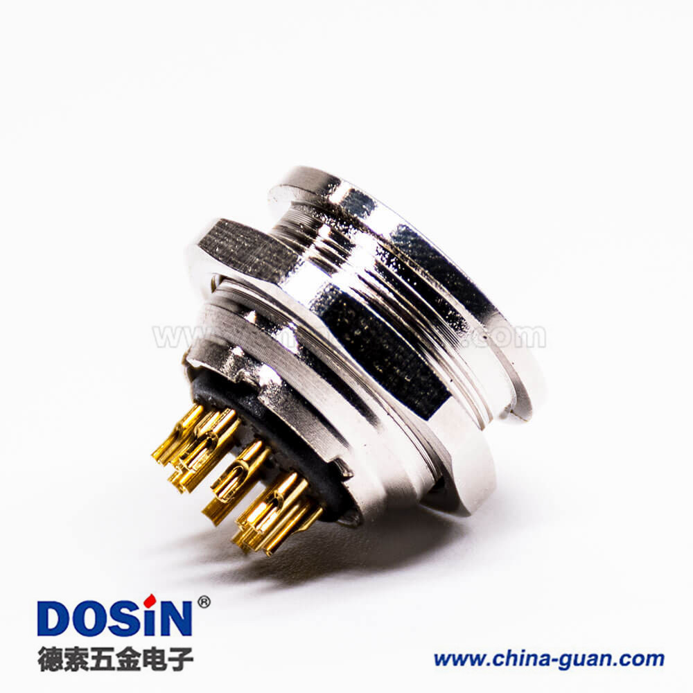 M16航空插座12芯直式母頭連接器焊杯接線 M16航空插座12芯直式母頭連接器焊杯接線