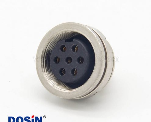 M系列連接器M16 7芯直式母插座后鎖穿墻面板安裝焊線