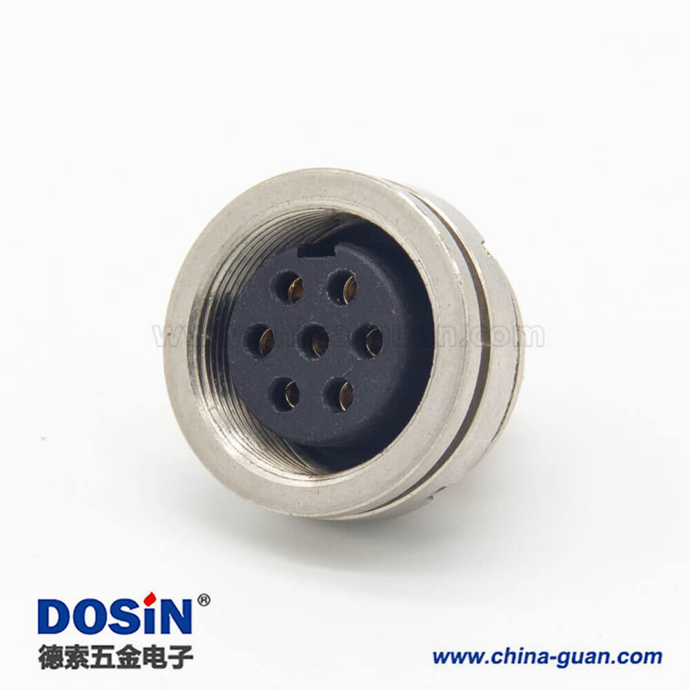 M系列連接器M16 7芯直式母插座后鎖穿墻面板安裝焊線 M系列連接器M16 7芯直式母插座后鎖穿墻面板安裝焊線