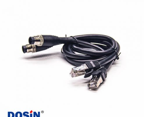 RJ45轉(zhuǎn)4針M12插頭公頭雙邊接線連接器