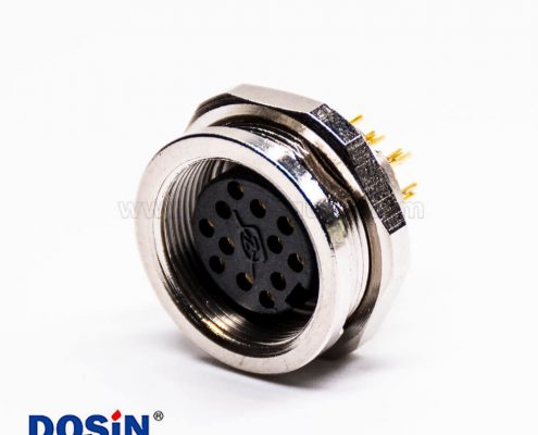 M16航空插座12芯直式母頭連接器焊杯接線