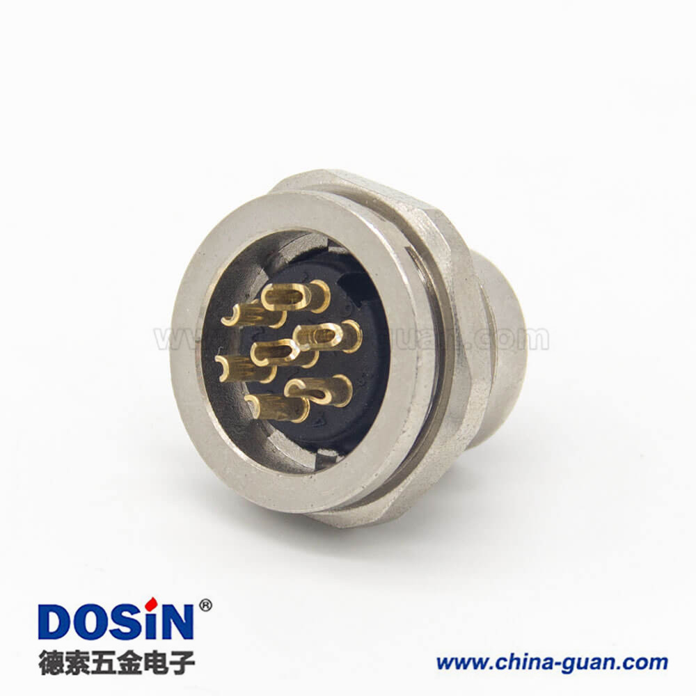 M16系列連接器7芯直式公插座前鎖穿墻面板安裝焊線 M16系列連接器7芯直式公插座前鎖穿墻面板安裝焊線