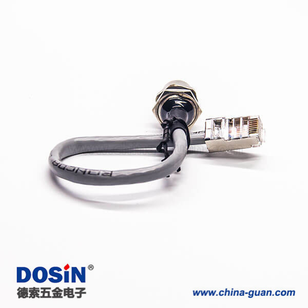 M12插座轉(zhuǎn)RJ45 8芯母頭雙邊接線A型連接器