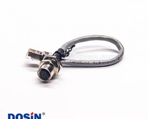 M12插座轉(zhuǎn)RJ45 8芯母頭雙邊接線A型連接器