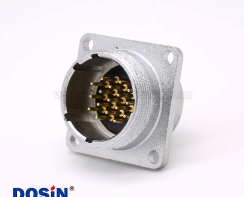 插座 公頭P24 17芯直式連接器方形四孔法蘭安裝焊杯接線