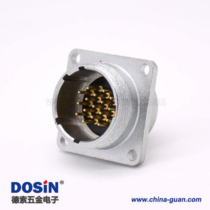 插座 公頭P24 17芯直式連接器方形四孔法蘭安裝焊杯接線