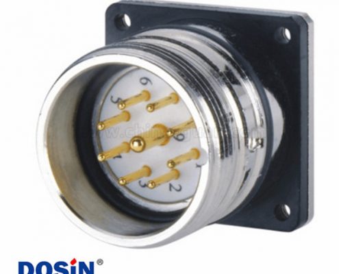 M23插座帶針板端M23 9芯法蘭公插座電源連接器