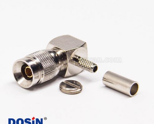 din型連接器1.0/2.3 彎式90度公頭壓接式接同軸線纜