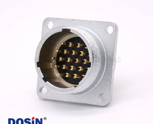 法蘭安裝P24 19芯公頭直式插座連接器焊杯接線