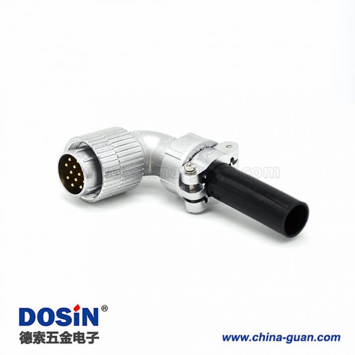 彎公頭P24 12芯插頭航空連接器接線安裝