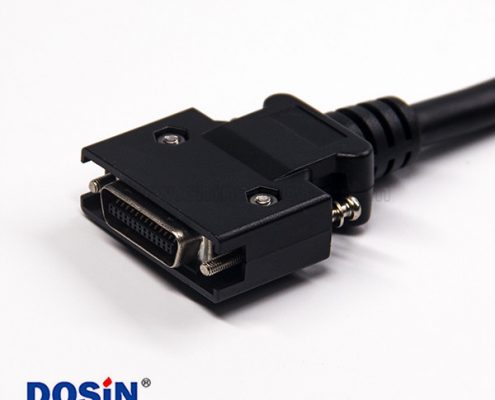 SCSI 26針接頭HPCN型黑色塑膠殼線材公轉(zhuǎn)公直式螺絲鎖接雙邊線1米