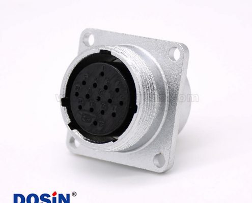 直式插座P24 15芯母頭連接器方形四孔法蘭安裝焊杯接線