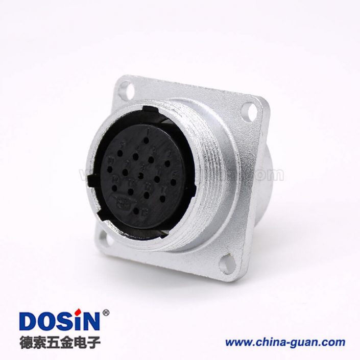 直式插座P24 15芯母頭連接器方形四孔法蘭安裝焊杯接線