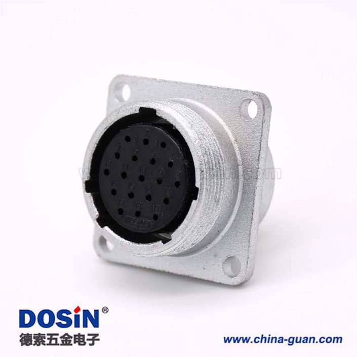 法蘭安裝連接器P24母頭19芯直式插座焊杯接線