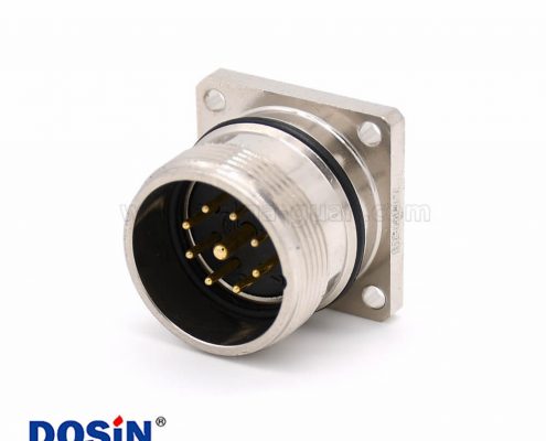 方型連接器 M623 9芯直式公頭接線四孔法蘭插座