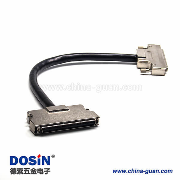 SCSI連接器100芯HPDB直式插頭插座螺絲鎖連接器1米 SCSI連接器100芯HPDB直式插頭插座螺絲鎖連接器1米