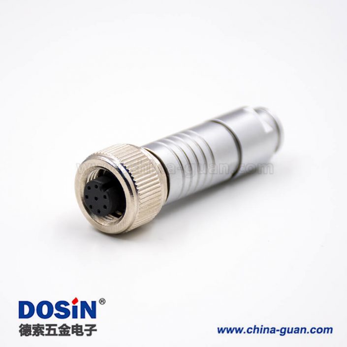 M12母插頭8芯防水A扣母頭180°組裝接頭接線連接器帶屏蔽