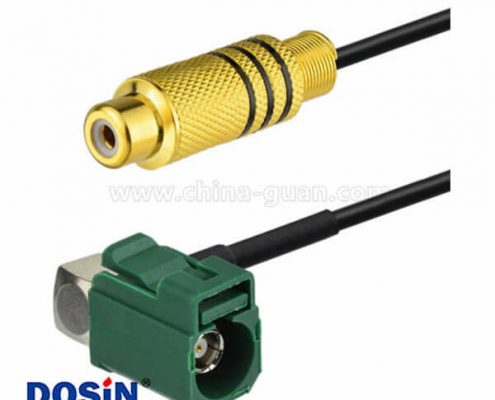 Fakra彎頭E型母頭轉(zhuǎn)RCA母頭連接器線材用于汽車倒車后視鏡15厘米