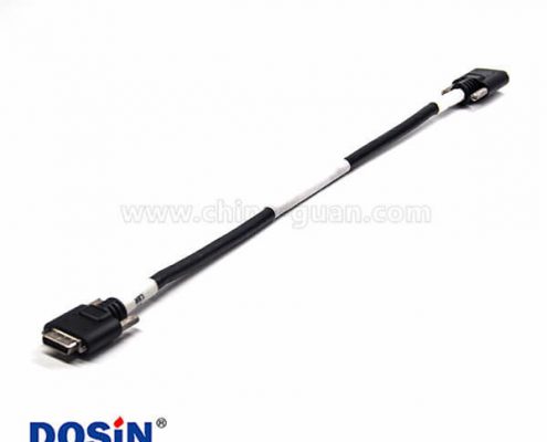 SCSI 線HPCN型26芯黑色塑膠殼公轉(zhuǎn)公直式連接器螺絲鎖接式雙邊線1米