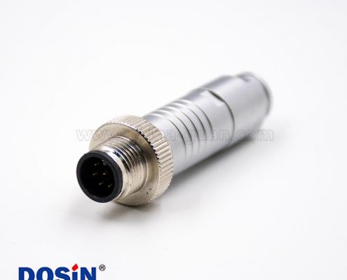 8芯M12防水插頭防水A扣組裝接頭直式接線連接器帶屏蔽