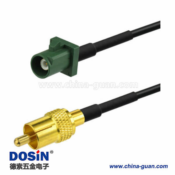 Fakra線纜連接器E型公頭轉RCA公頭汽車倒車后視鏡用線材15厘米 Fakra線纜連接器E型公頭轉RCA公頭汽車倒車后視鏡用線材15厘米