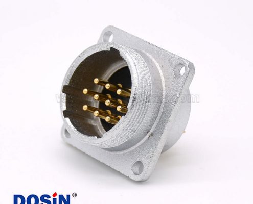 公插座P24 10芯直式連接器方形四孔法蘭安裝焊杯接線