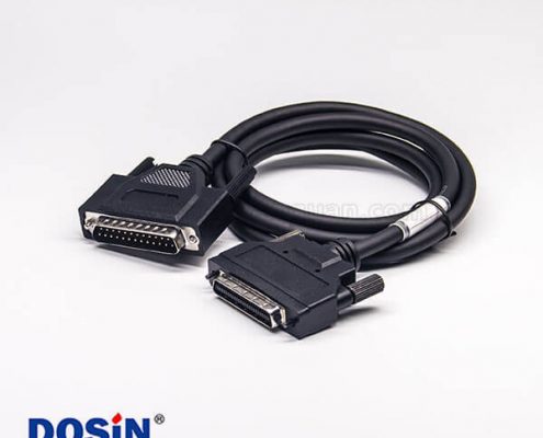 SCSI36線HPCN36芯公頭鋅合金轉(zhuǎn)HPDB25芯 公頭螺絲鎖式注塑成型線2米