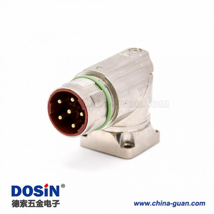 6芯插座 M40 系列彎式防水四孔法蘭工業(yè)連接器