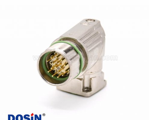 工業(yè)防水插座 16芯彎式公頭四孔法蘭連接器